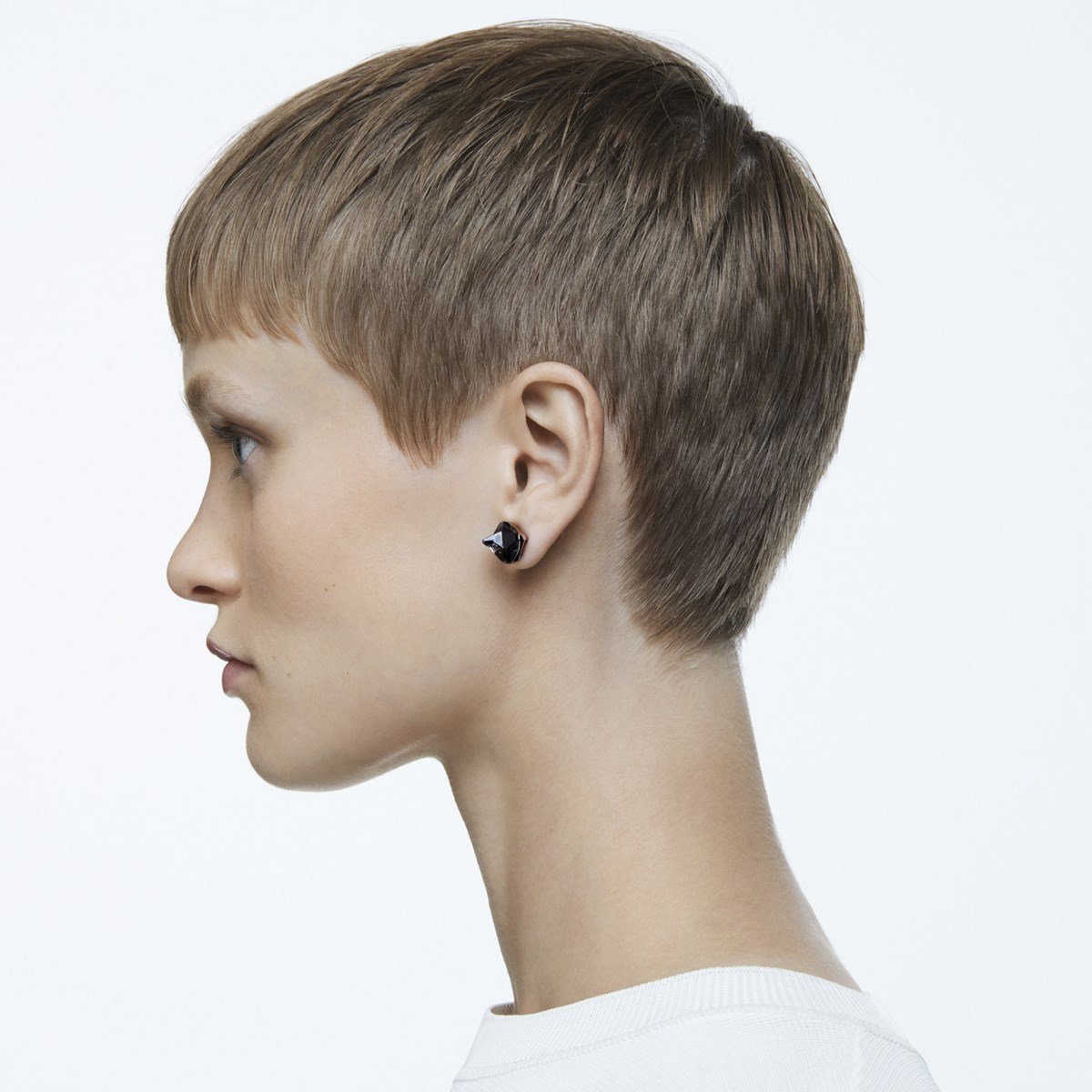 Boucle d'oreille Swarovski Chroma pyramide grise