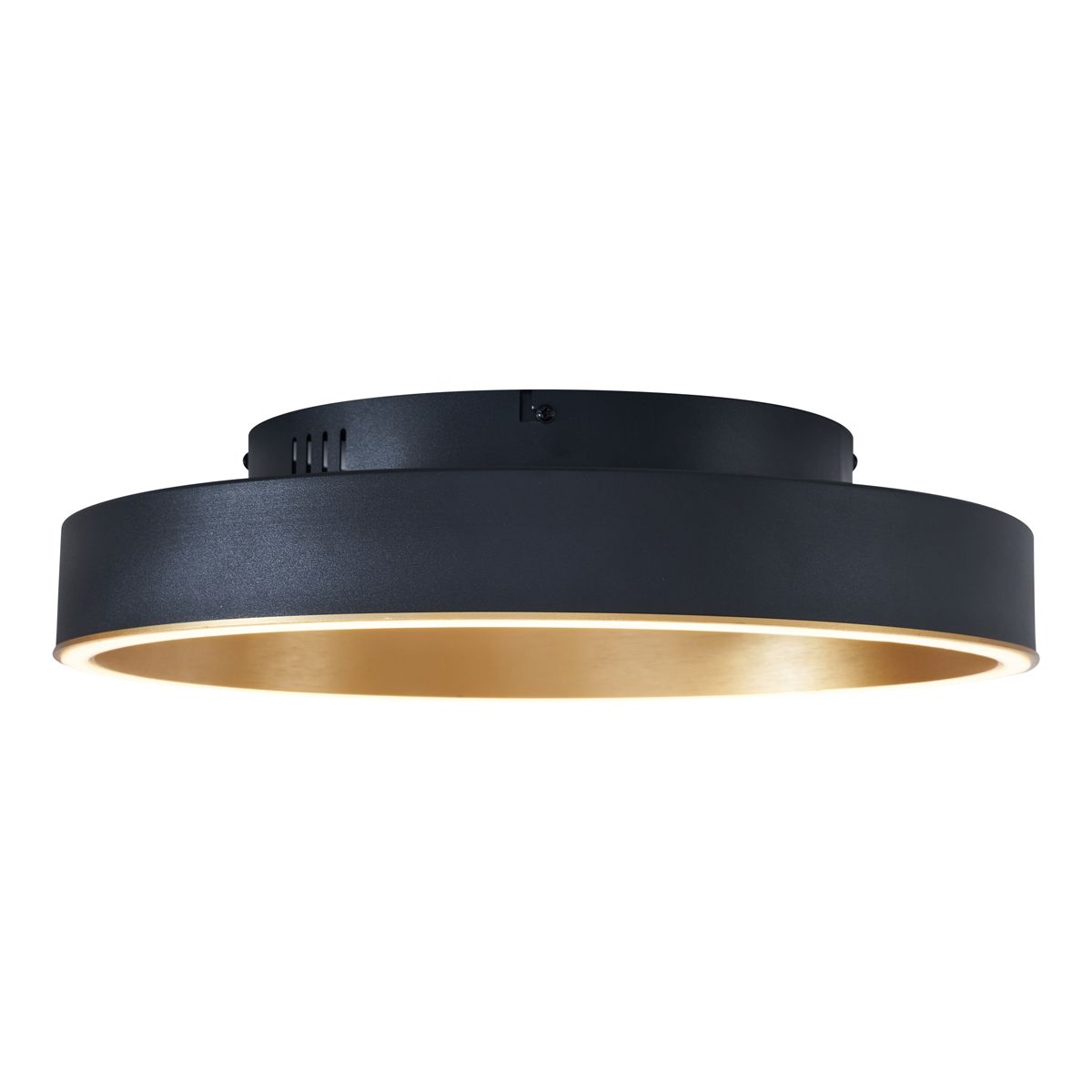 Design plafondlamp zwart met goud 40cm incl. LED 3-way switch - Ingo