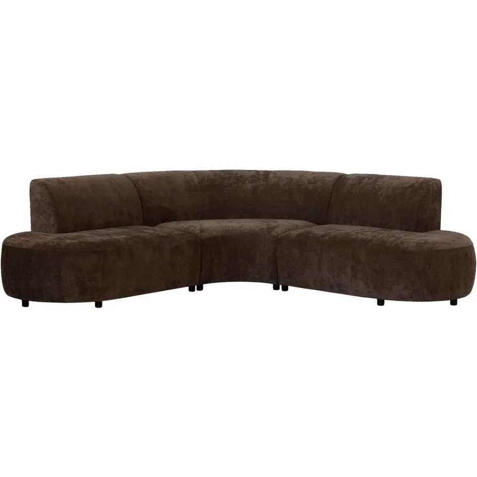Hoekbank Luna rond - stof Rebel - bruin