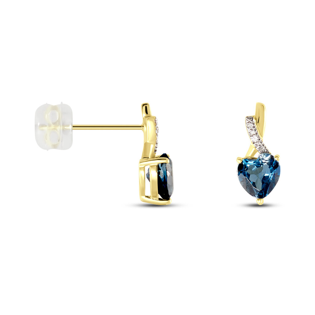 Boucles D'oreilles Puces Or Jaune Clothilde Topaze Et Oxydes