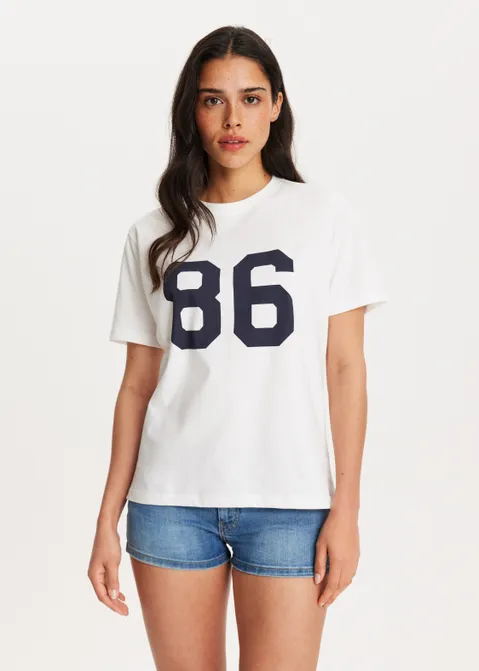 T-shirt met nummerprint wit (WIT)