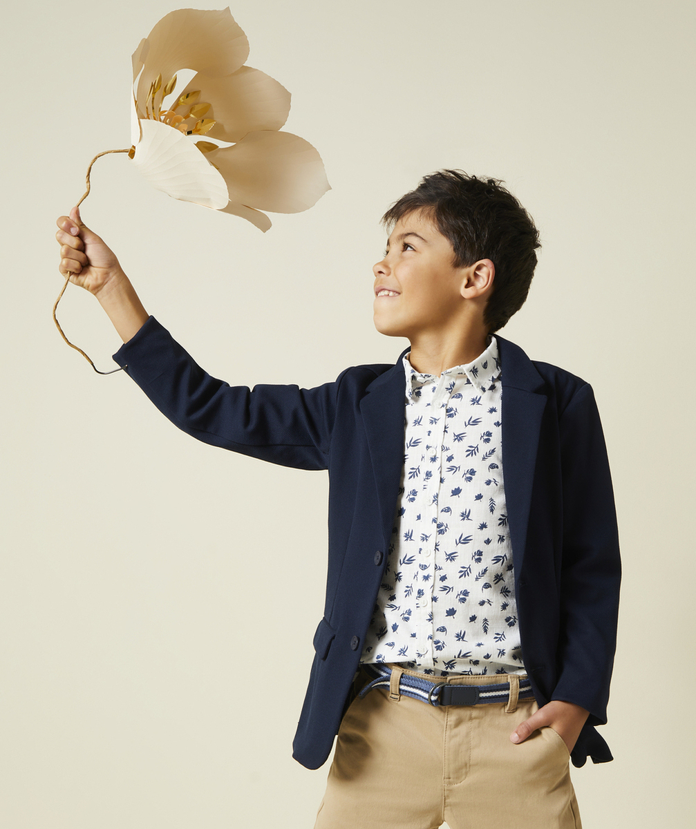 VESTE DE COSTUME GARÇON EN FIBRES RECYCLÉES BLEU MARINE