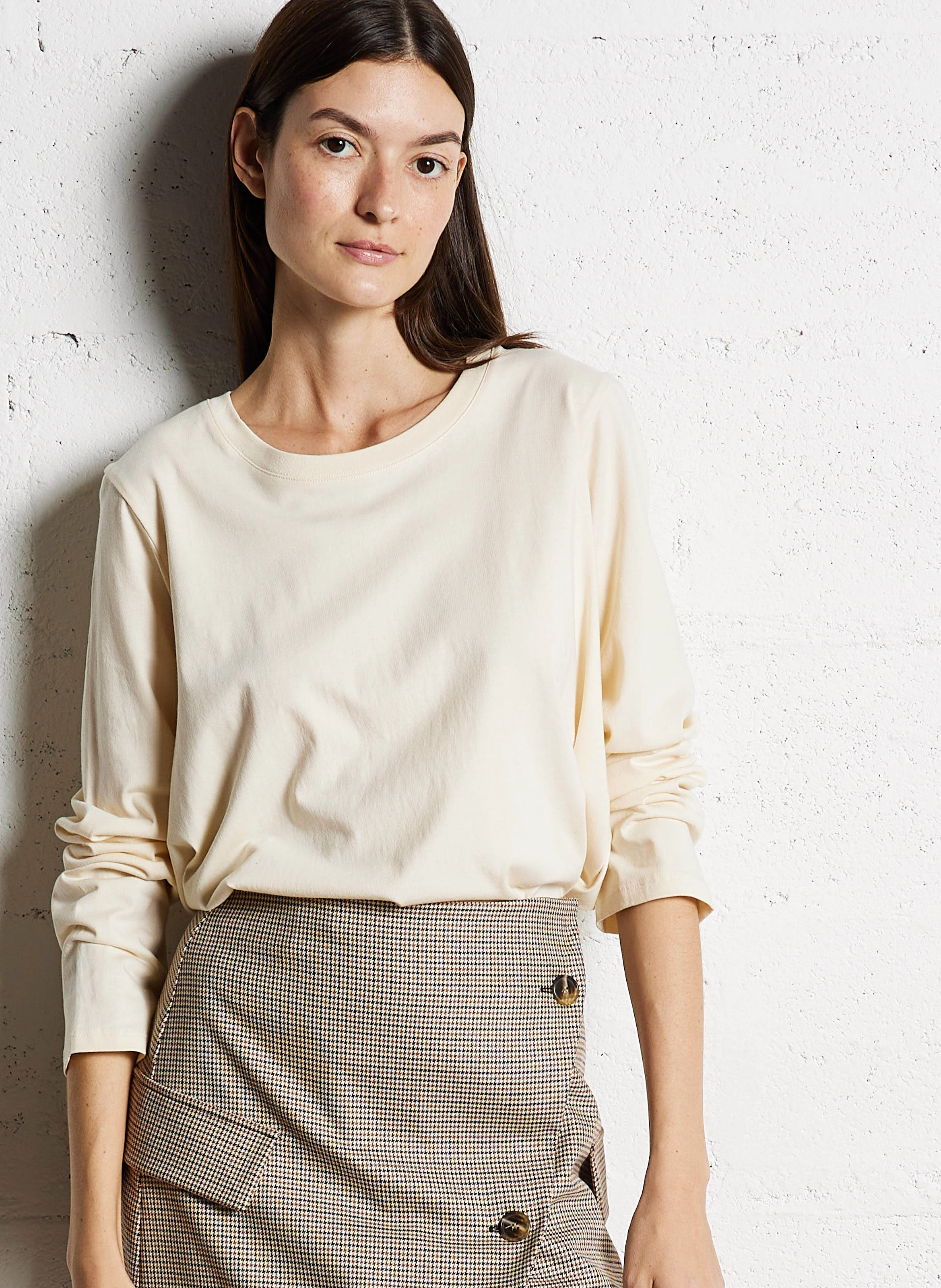 CLEM - Tee-shirt ample col rond en coton | Beige