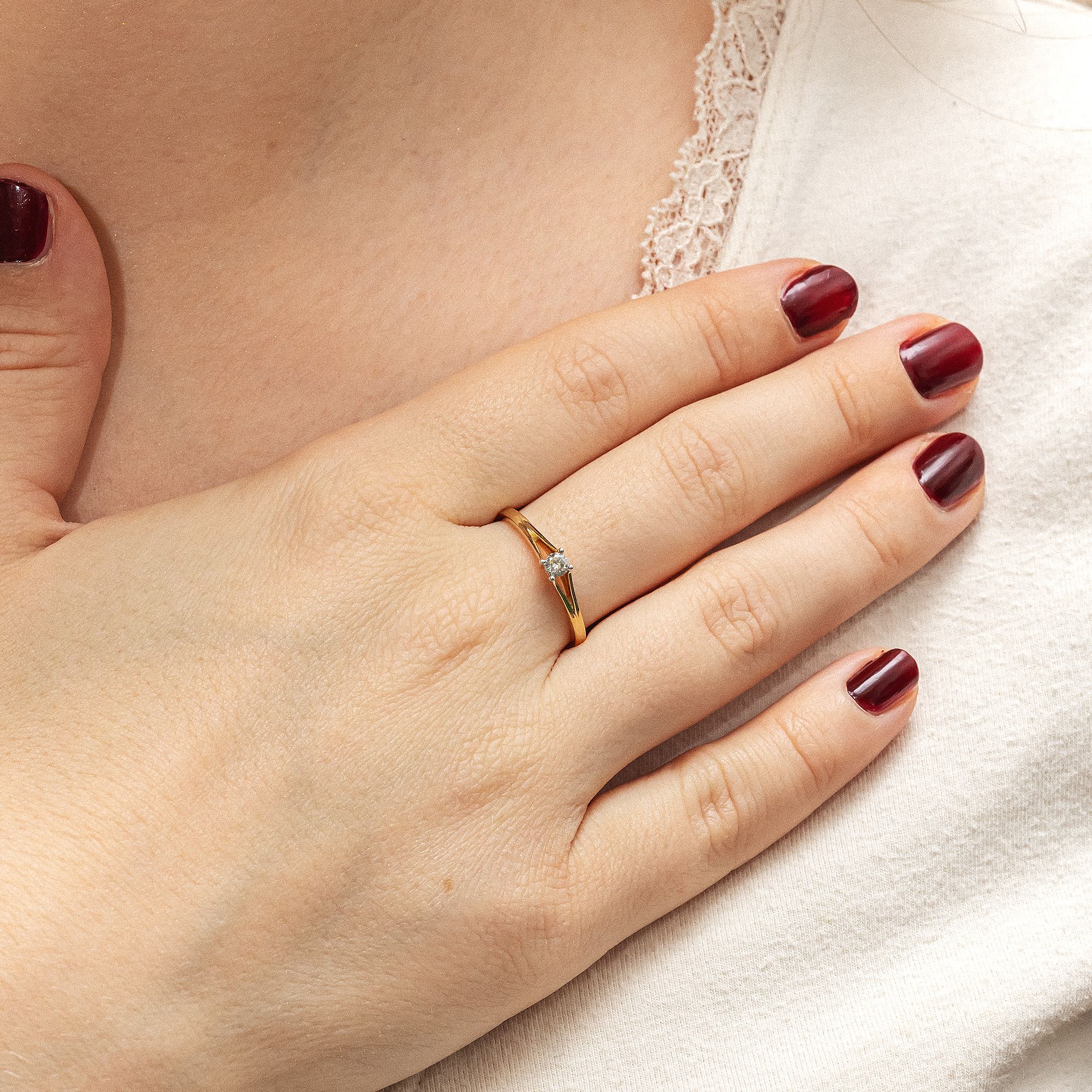 Diamonds by Ellen K. Ring Gold 585 zweifarbig mit Brillant 0,10ct.