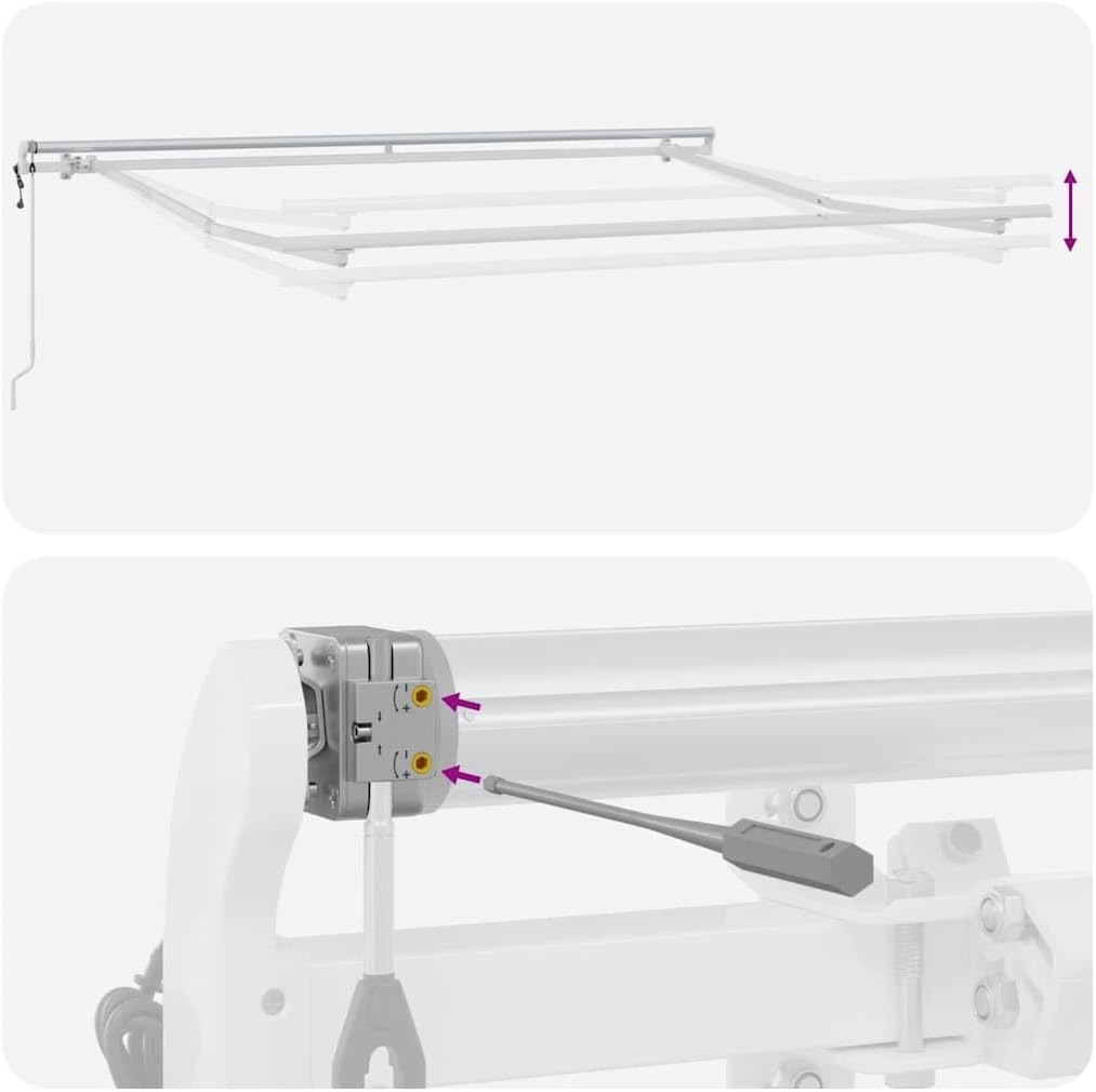 Automatisches einziehbares Sonnenrollo 300 x 250 cm Anthrazit und Weiß, Stoff mit PU-Beschichtung, Fernbedienung zum einfachen Öffnen und Schließen, Rahmen aus lackiertem Aluminium