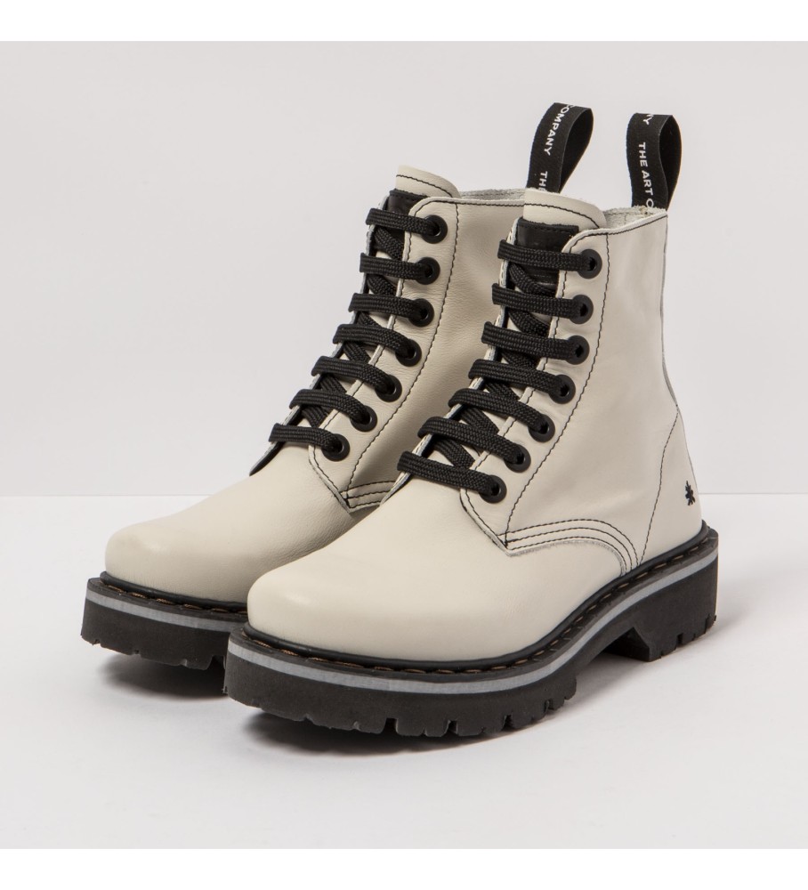 Botas de tornozelo Art White em couro.
