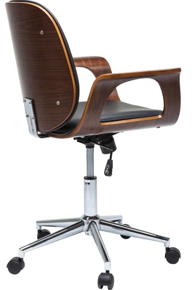 Kare Design Patron Walnut Bureaustoel - Kunstleer Zwart