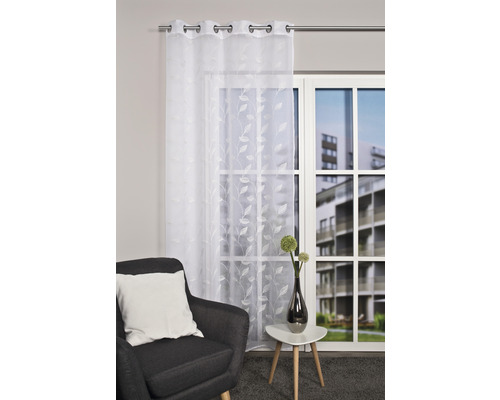 Sjaal met oogjes Renato linnen textuur bladeren wit 140x245 cm