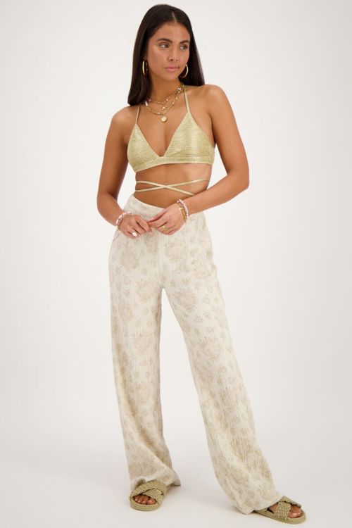 Goudkleurige bikini top triangel met dubbele bandjes
