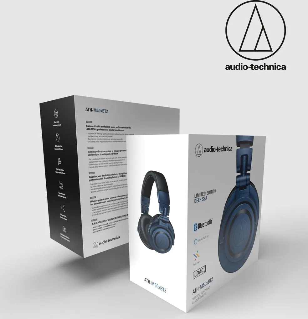 Audio-Technica ATH-M50xBT2 Bleu Casques Bluetooth