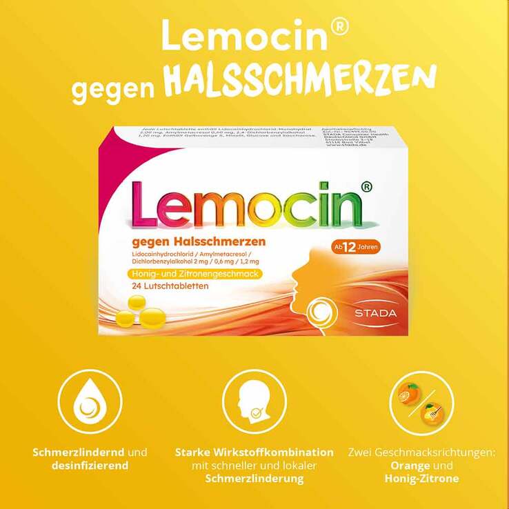 Lemocin® gegen Halsschmerzen Honig- und Zitronengeschmack, 24 St
