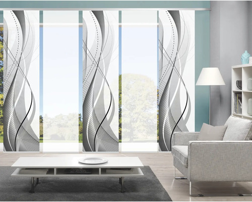Schuifgordijnset van 5 Wuxi grijs 60x245 cm