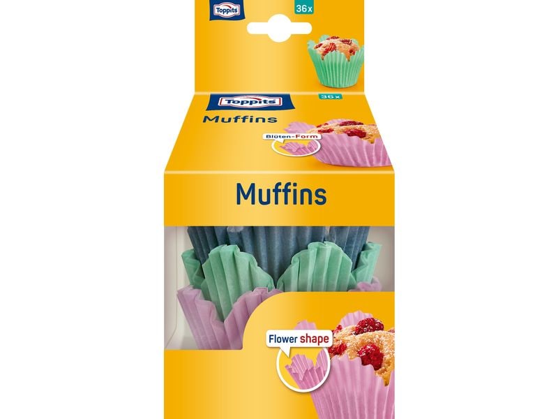 Toppits Muffin Backform Muffins Blütenform 36 Stück Muffin-Papierbackförmchen in Blütenform