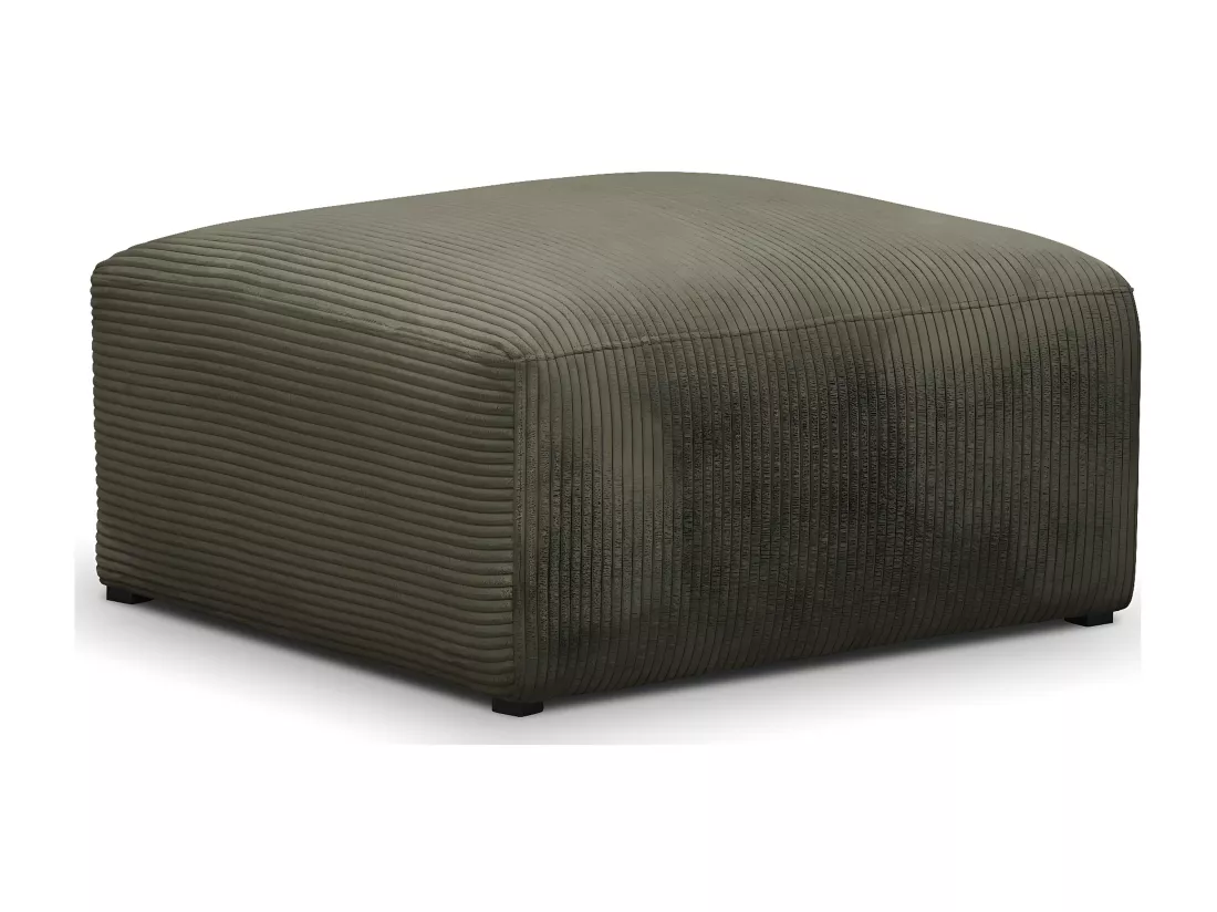 Pouf / repose-pieds modulable en velours côtelé vert kaki - Modulo