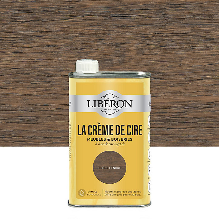 Crème de cire liquide meubles et boiseries Libéron chêne cendré 500ml