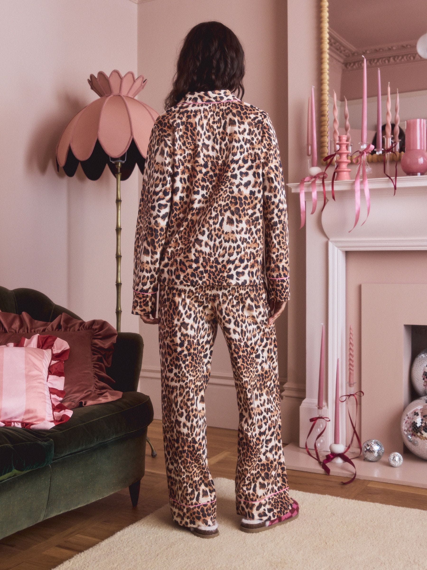 Luipaard - Pyjama met knopen en jerseystof