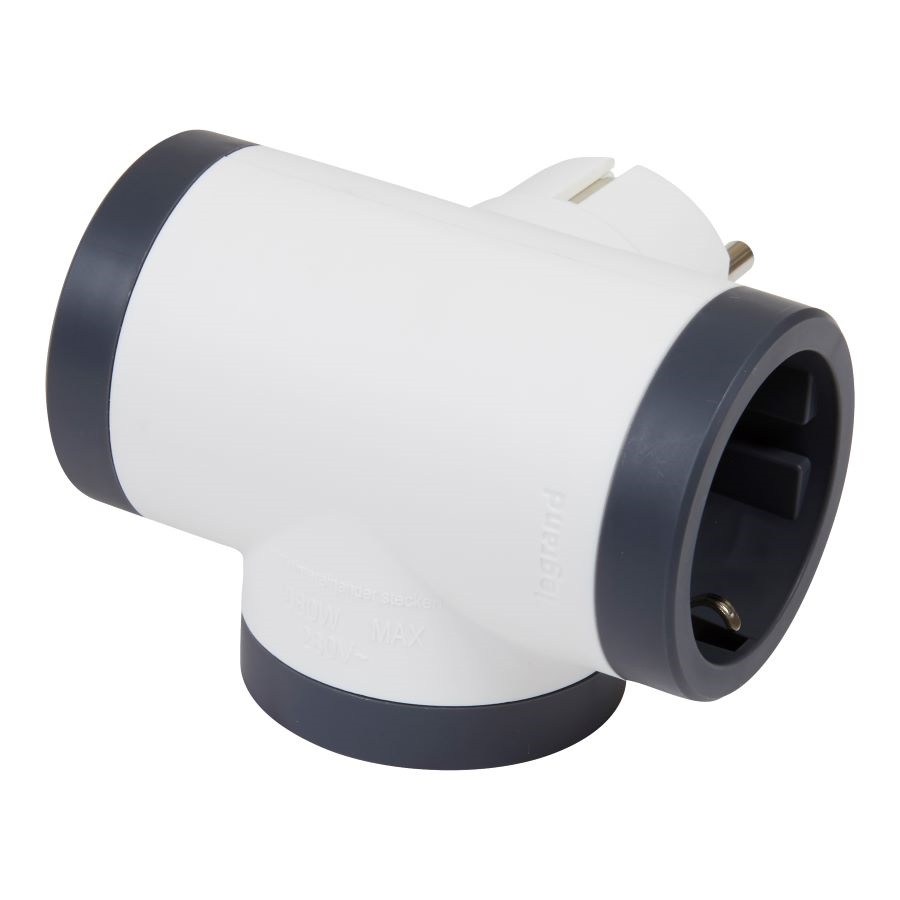 FICHA TRIPLA 2P T LATERAL LEGRAND BRANCO/CINZENTO