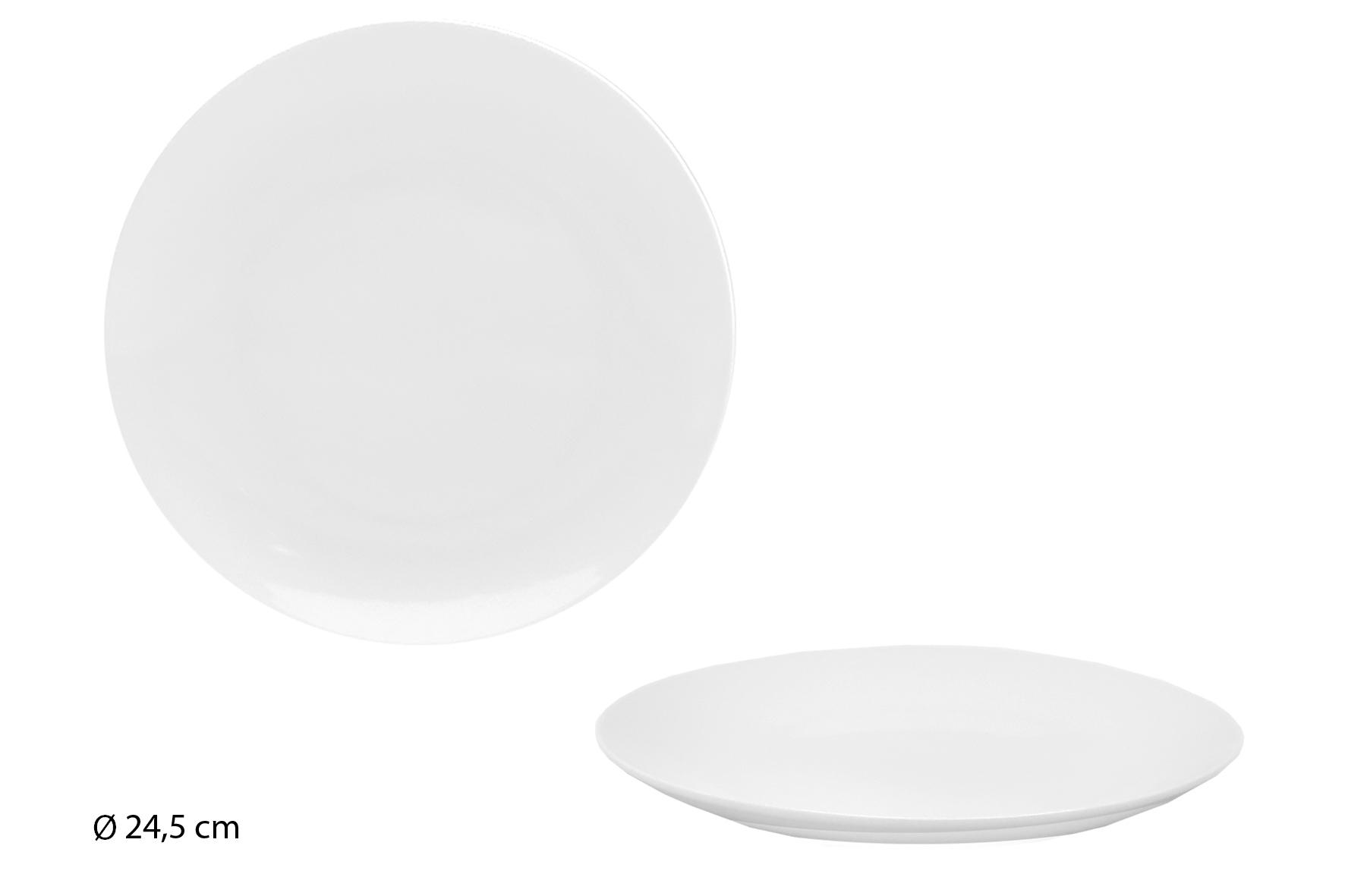 ASSIETTE PLATE BLANCHE CALOTTE 24.5CM PORCELAINE