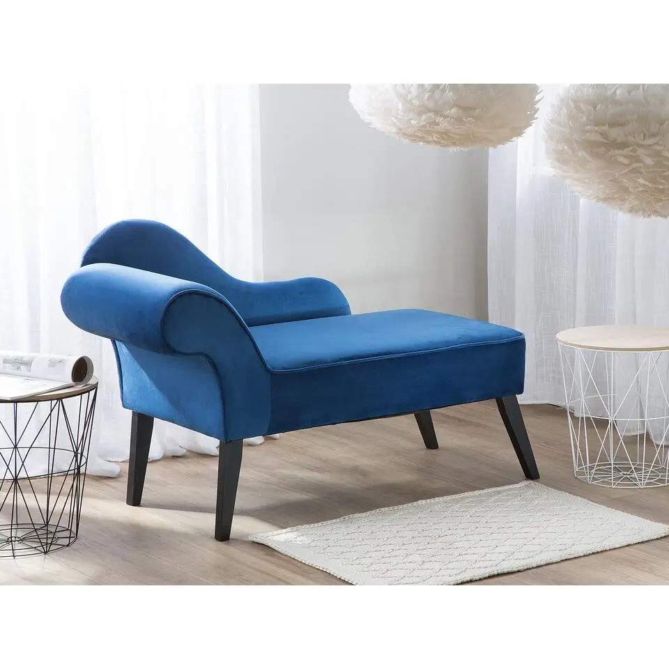 BIARRITZ - Chaise longue - Blauw - Linkerzijde - Fluweel