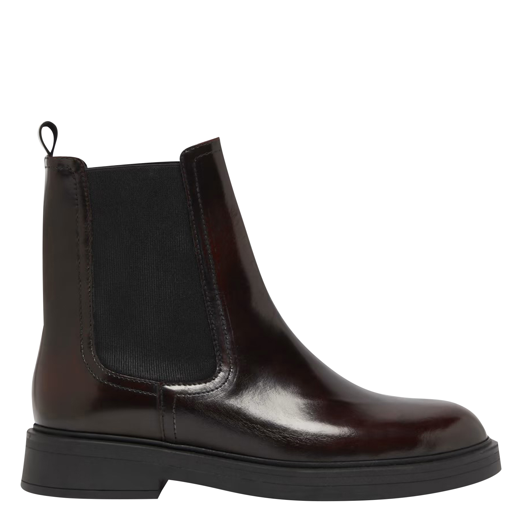 AGEN - Boots à bouts ronds en cuir glacé | Rouge
