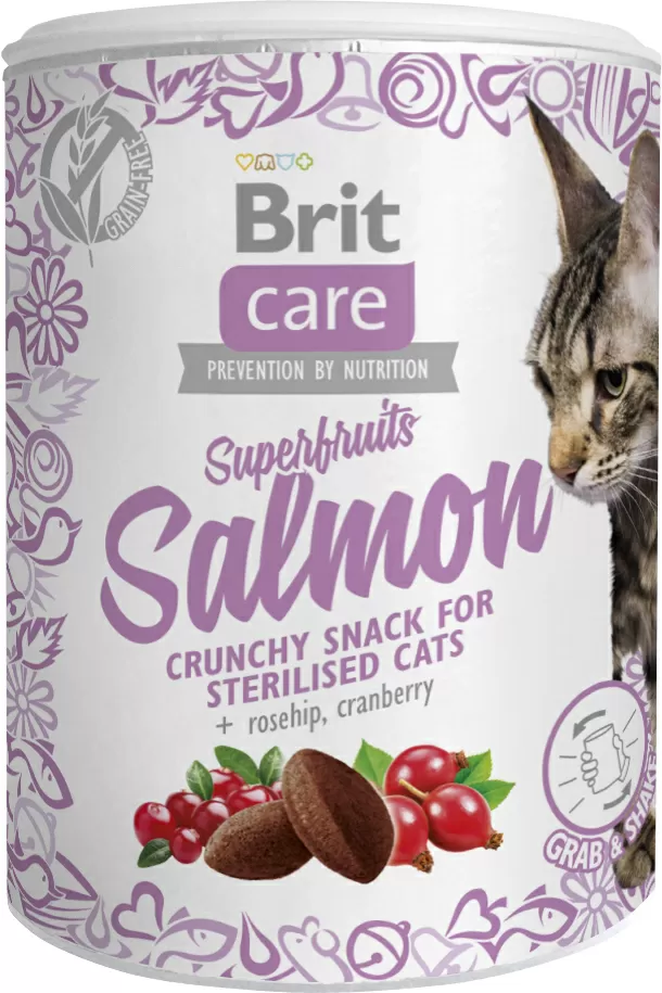 Brit Care Cat Snack Superfruits, laks - 100 g