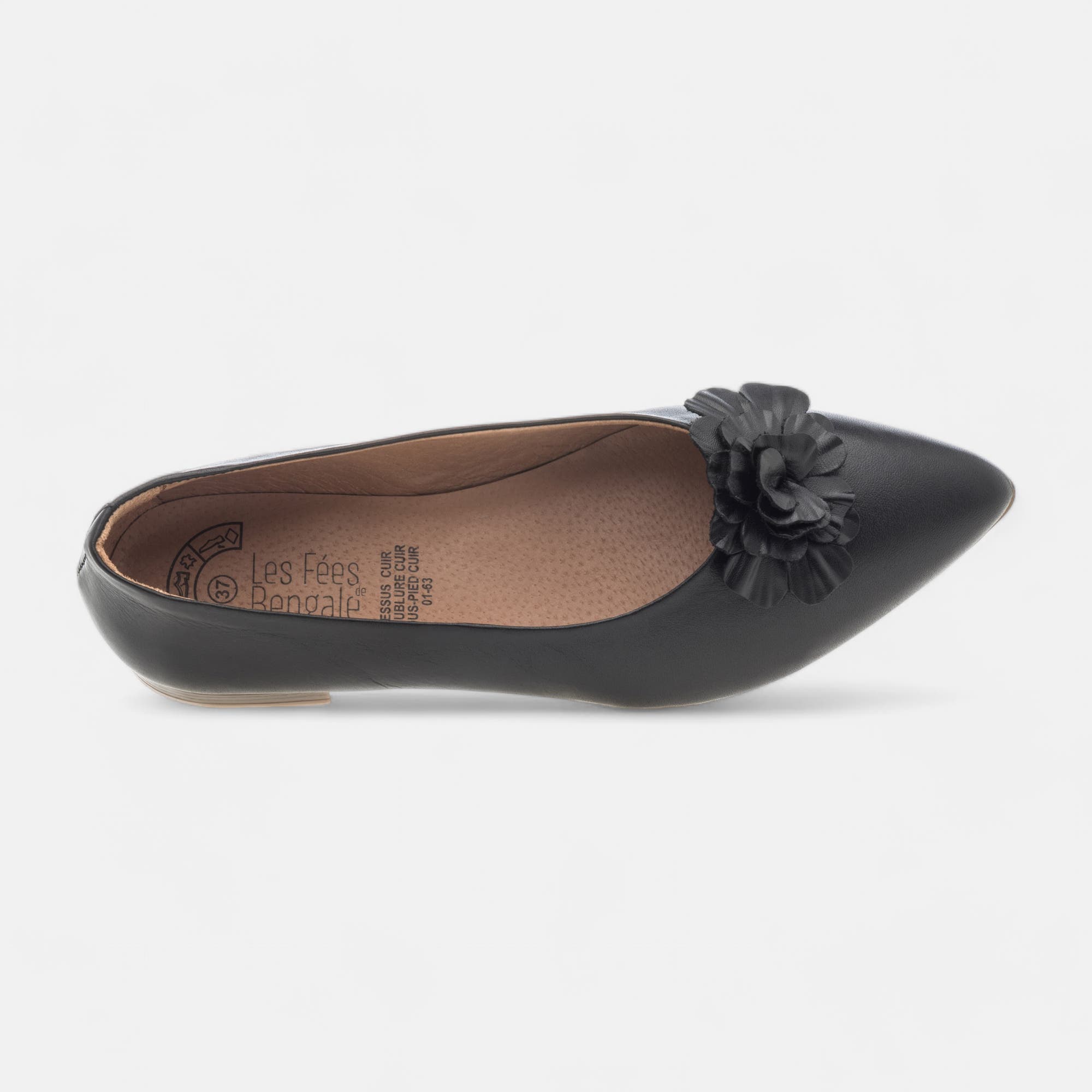 Ballerines Femme en cuir noir