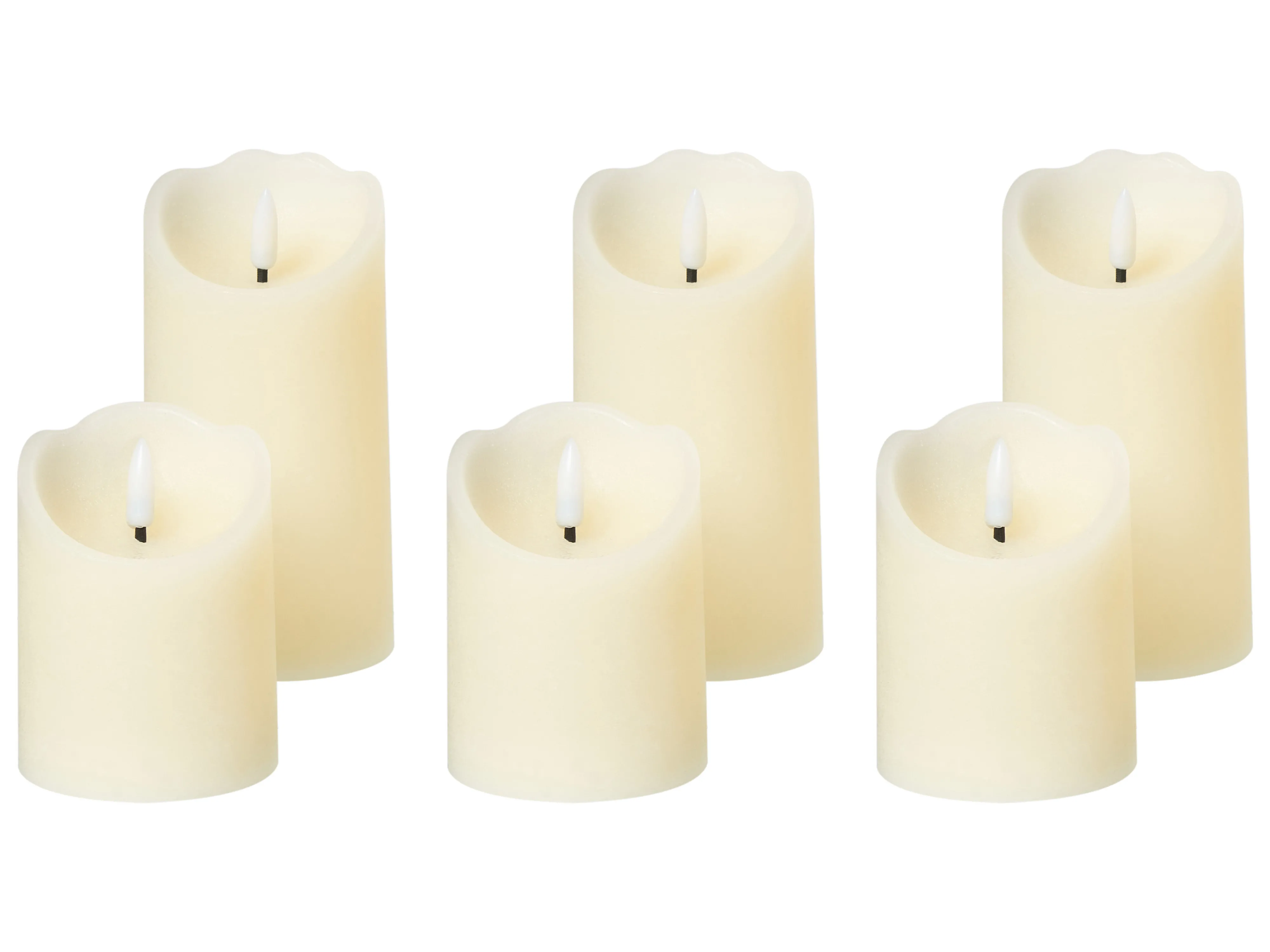 Set van 6 LED kaarsen AMOREA 10/15 cm Gebroken wit