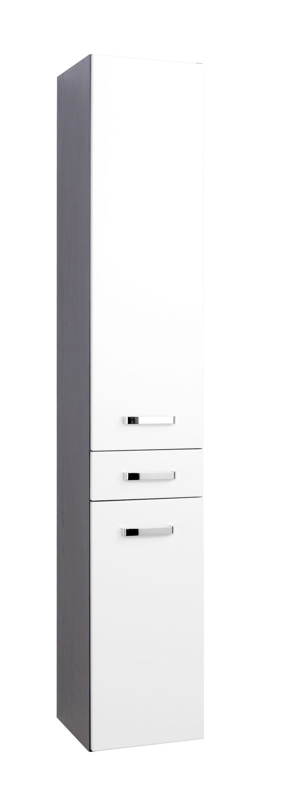 Seitenschrank BOLOGNA - weiß Hochglanz-grafitgrau - 30 cm