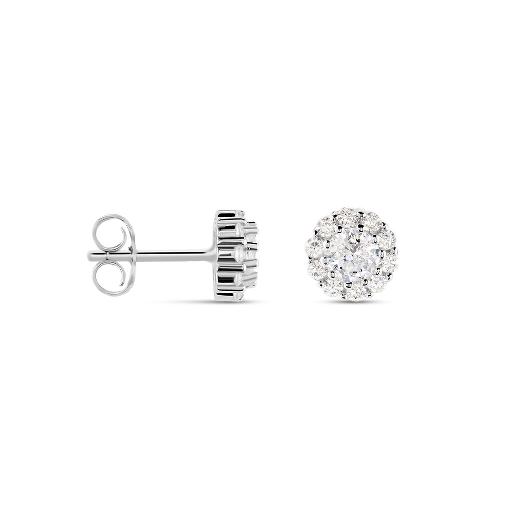 Boucles D'oreilles Puces Argent Blanc Fulp Oxydes De Zirconium