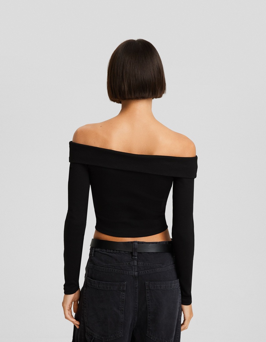Camiseta Bardot de manga comprida