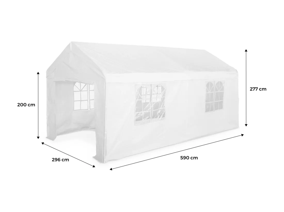 Tente de réception - Burdigala 3x6m - Blanc. connecteurs métal. tente de jardin idéale pour réception. pavillon. chapiteau ou tonnelle. totalement refermable.