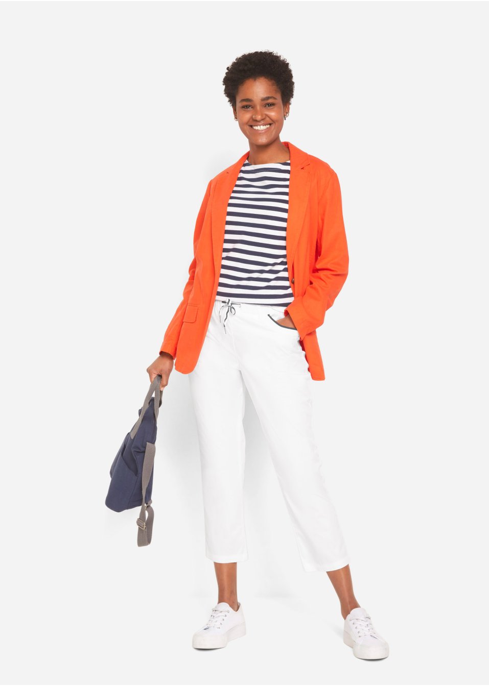 Pantalon paper touch 7/8 en coton avec taille confortable