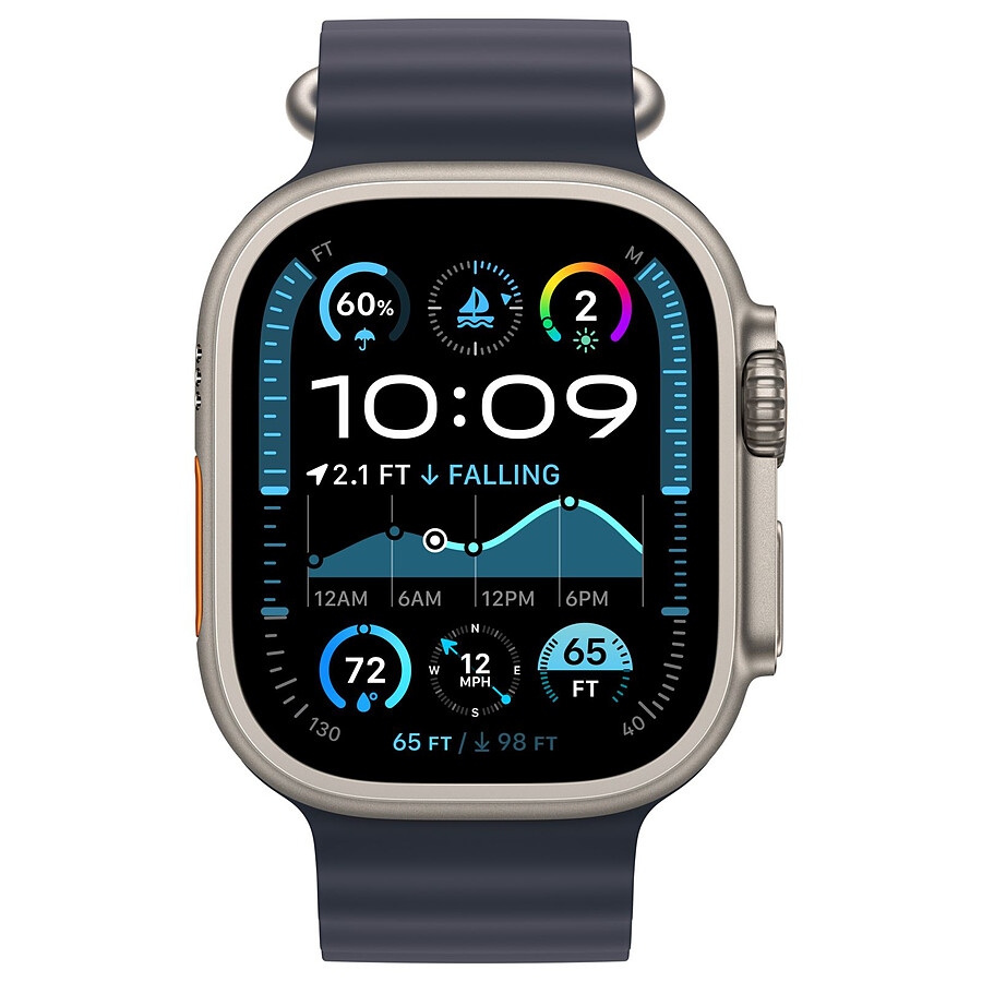 Apple Watch Ultra 2 GPS + Cellular 49 mm - Titane Naturel - Bracelet Océan Marine