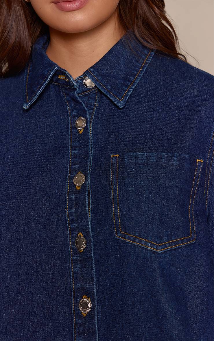 Bleu Indigo Chemise En Denim Courte
