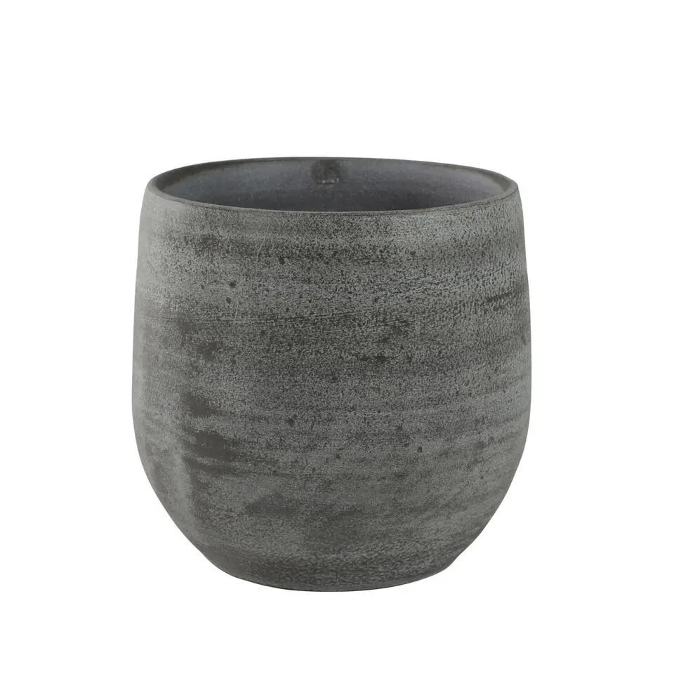 Ter Steege Plantenpot/bloempot - keramiek - grijs - 15 x 13 cm
