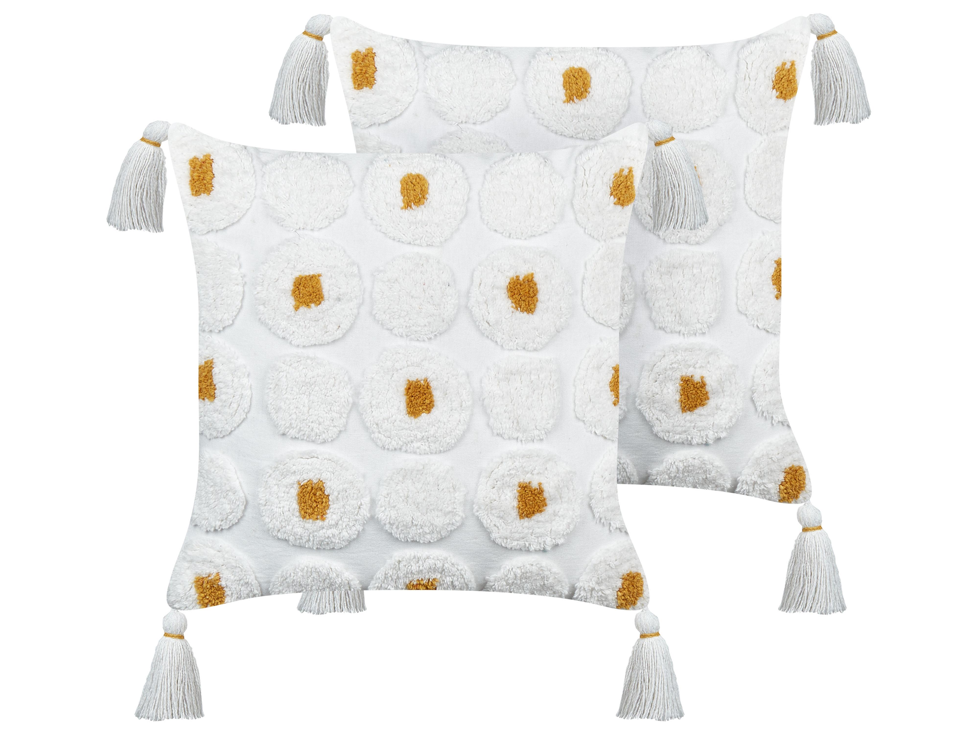 Set van 2 sierkussens AZALIA Katoen 45 x 45 cm Wit bloempatroon