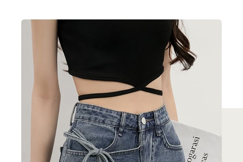 Magimomo - Mini denim skort met hoge taille en knoopsluiting