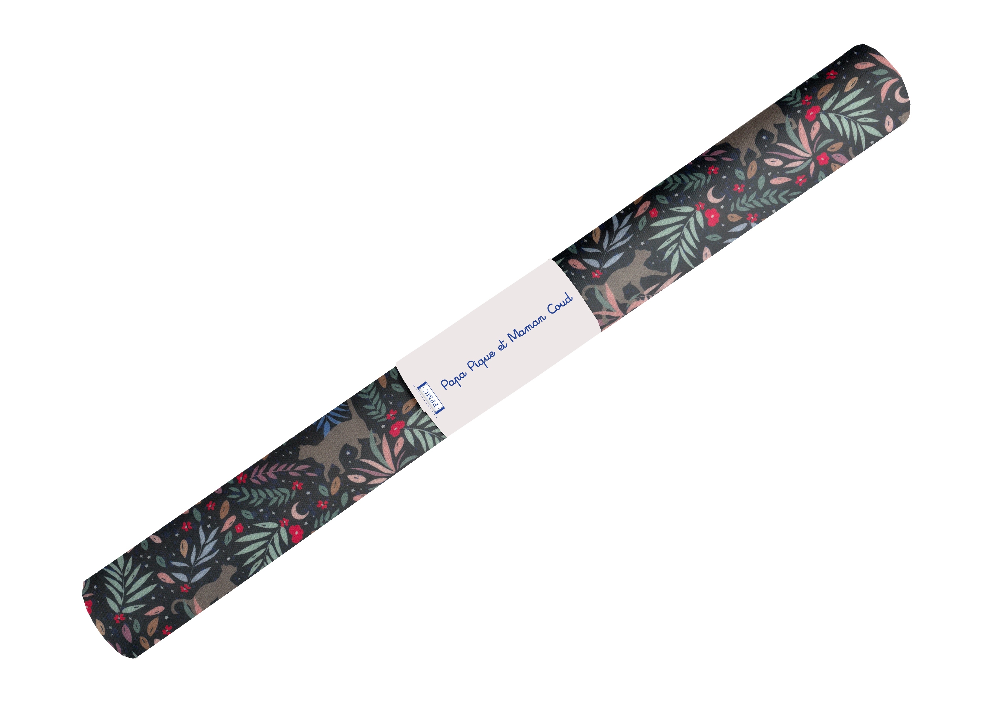 Coupon Tissu Enduit De 35Cm Nuit Féline