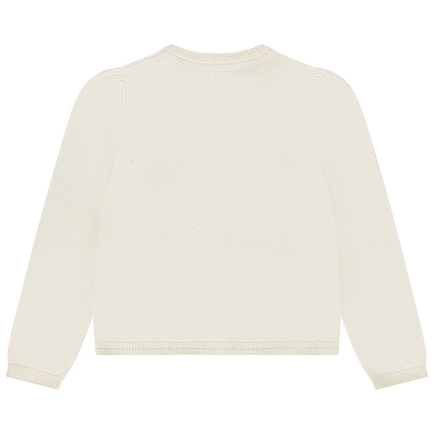Gilet en tricot uni et lurex pour fille - Ecru