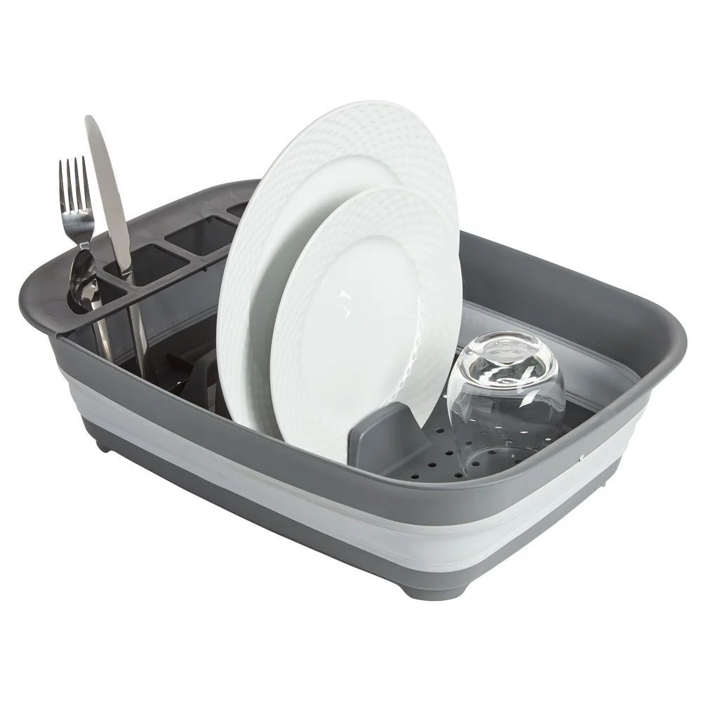 Égouttoir rétractable plastique gris 45x32,5xH5,5/12cm