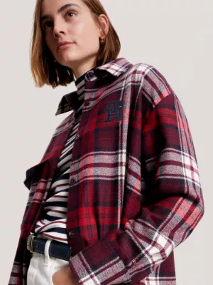 Sobretudo Relaxado com Xadrez Tartan Monogram TH