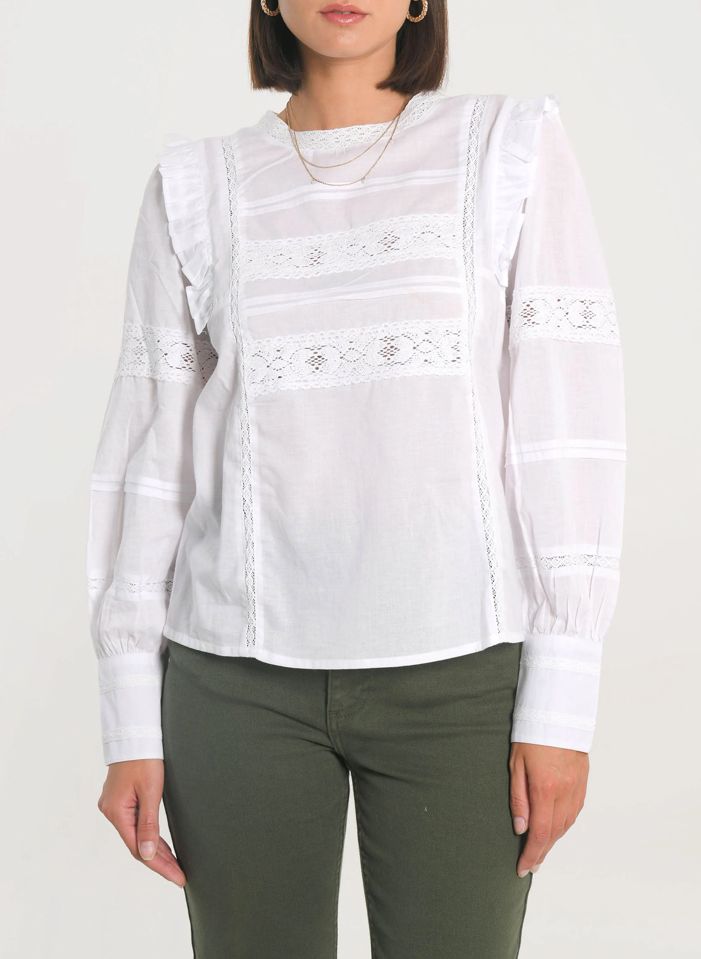 LEA - Blouse col rond en coton| Blanc