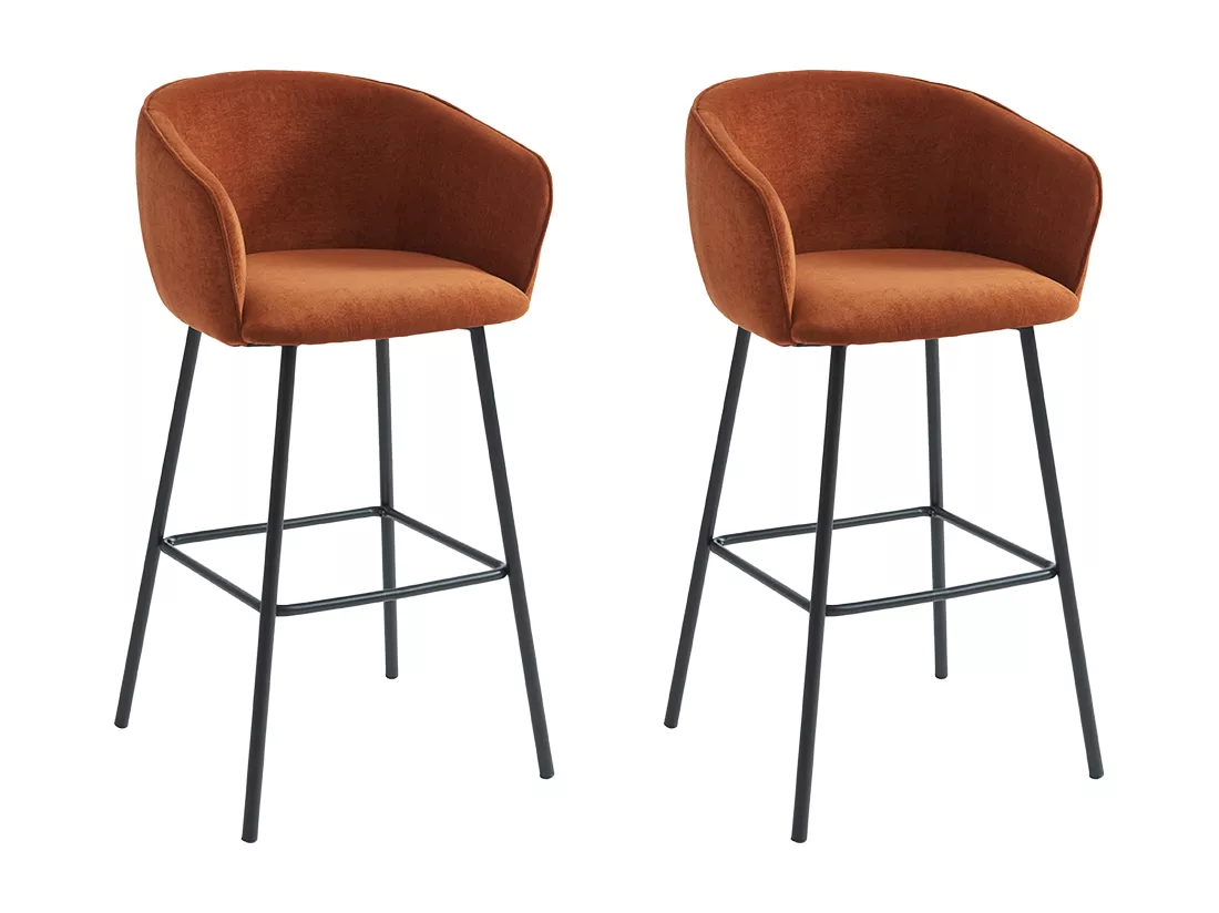 Lot de 2 tabourets en tissu et métal noir - Terracotta - LAZONI de Pascal Morabito