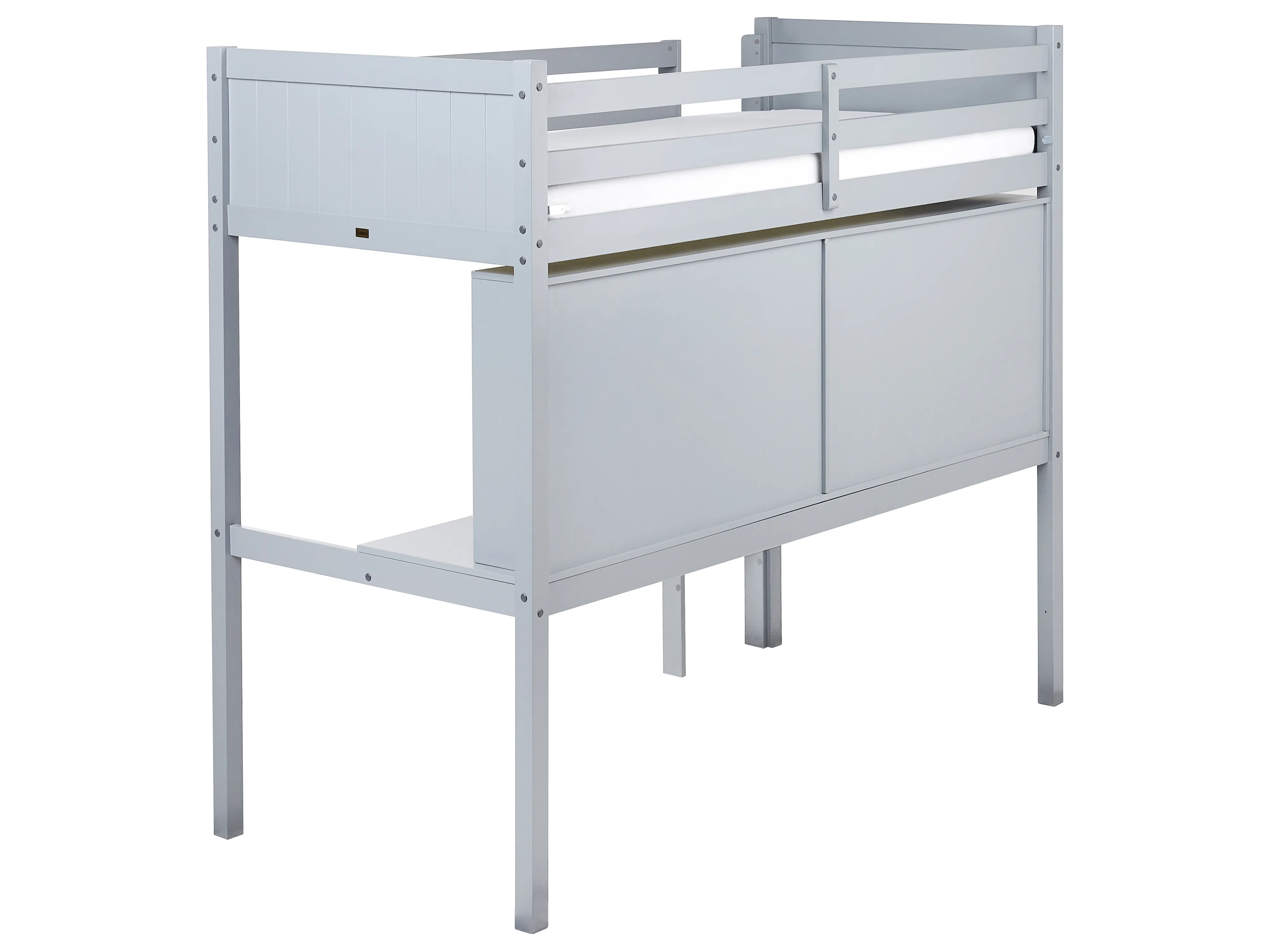 Hoogslaper met bureau Dennenhout FOUCAMONT 90 x 200 cm Grijs