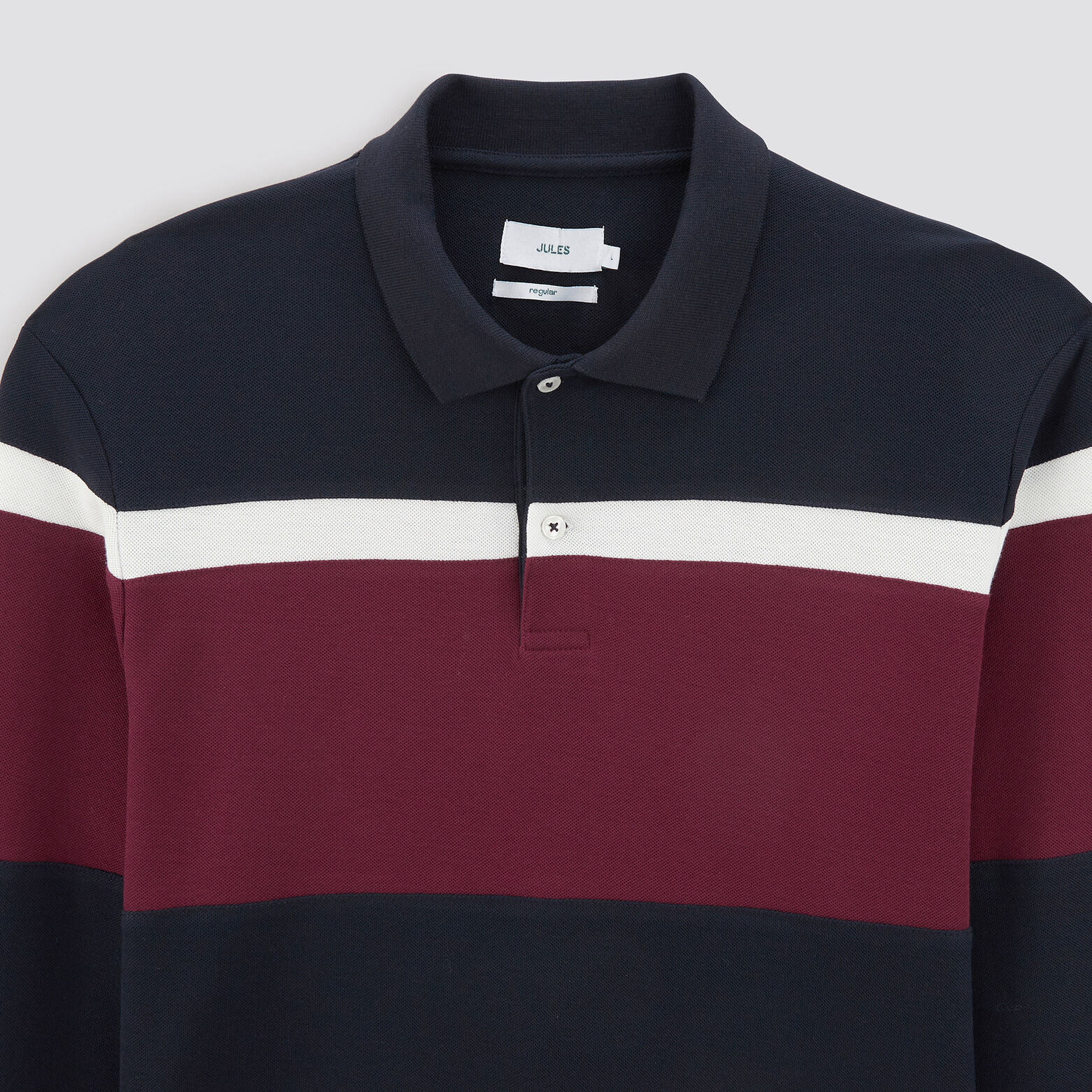 Polo à manches longues colorblock Bleu foncé