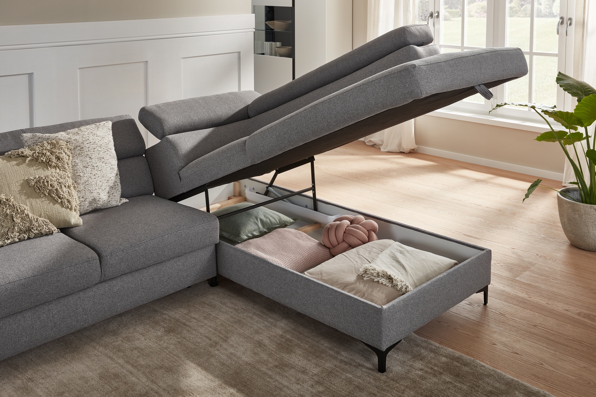 Ecksofa LONIGO 247 x 196 cm grau