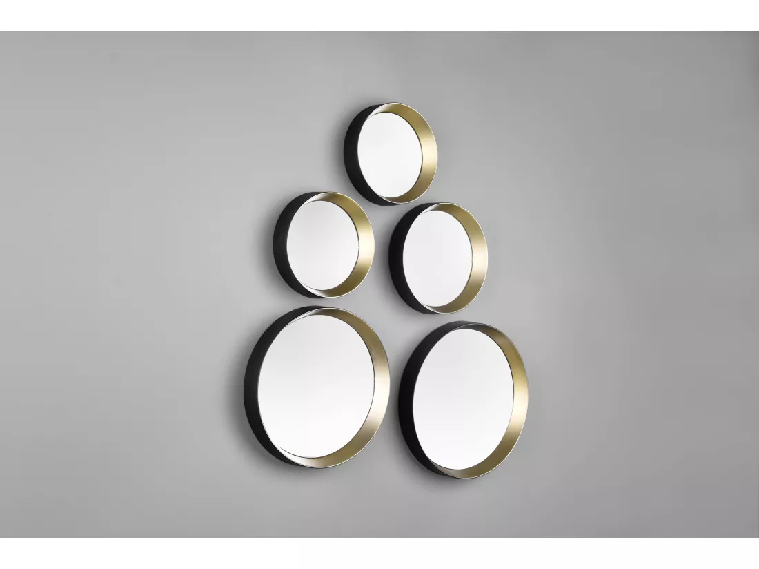 Vivien - 5 miroirs - Noir/Doré - 25x25 cm