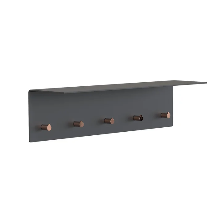 Frost - Unu Wandgarderobe 60 x 15 x 15 cm, schwarz matt / kupfer poliert
