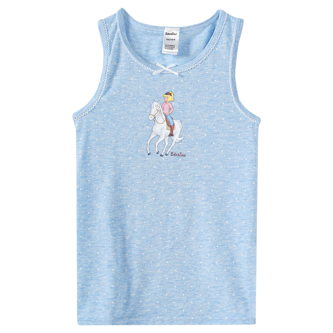 Topolino 2 Bibi & Tina Unterhemden mit Print hellblau / weiss