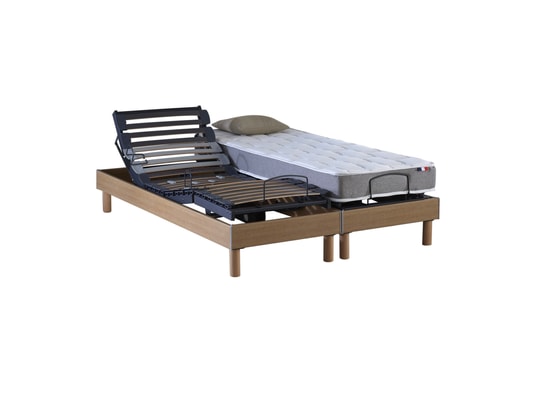 IDLITERIE - Matelas + Sommier 2 x 80 x 200 Ensemble électrique de relaxation chêne mousse hr35 2x80x200